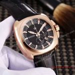 Rado Duplicate Watches HyperChrome 1616 Rose Gold Black leather 46mm